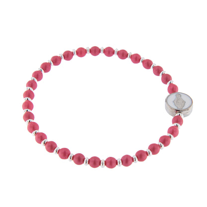 Bracciale Devozionale con Miracolosa fucsia con ciondolo smaltato