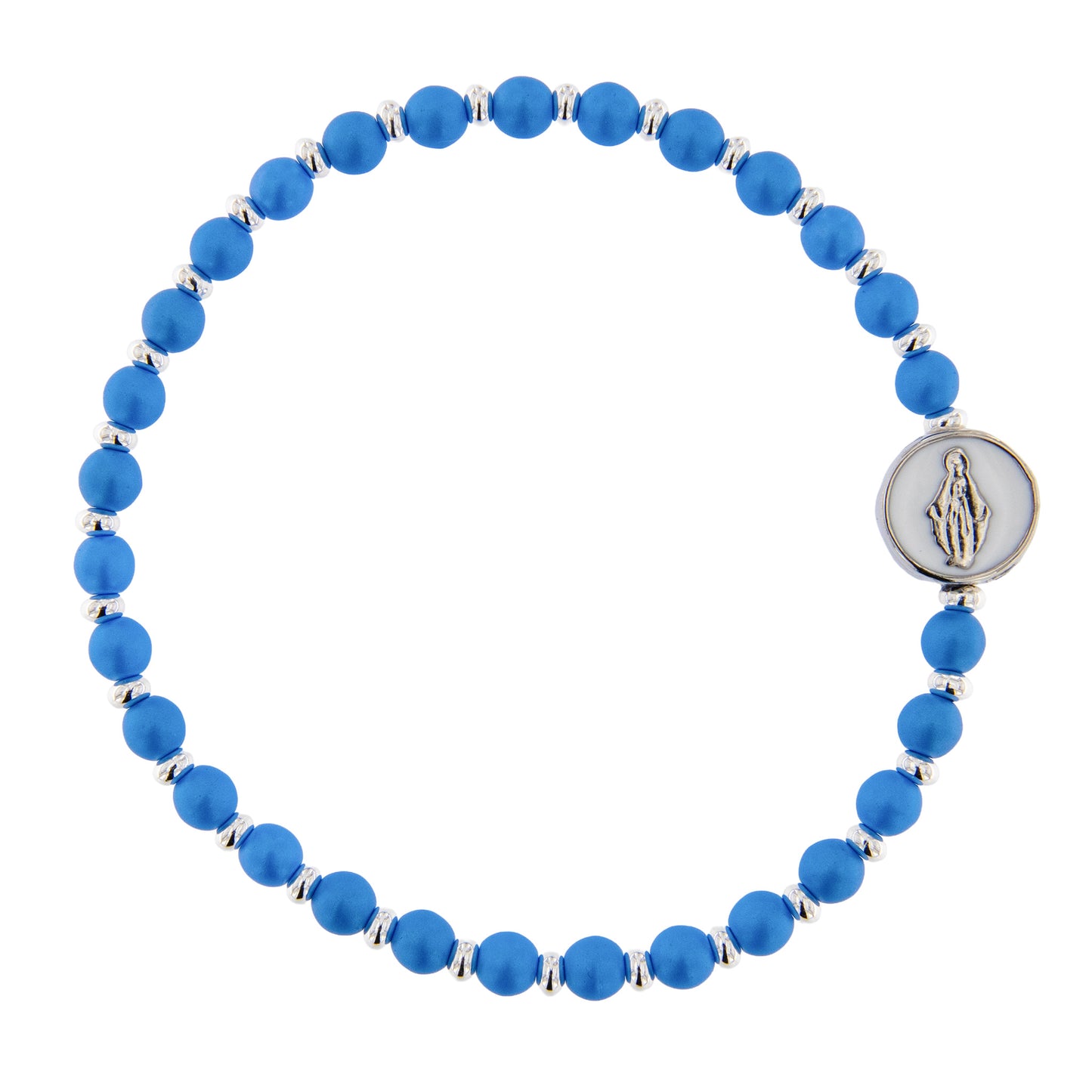 Bracciale Devozionale con Miracolosa azzurro con ciondolo smaltato