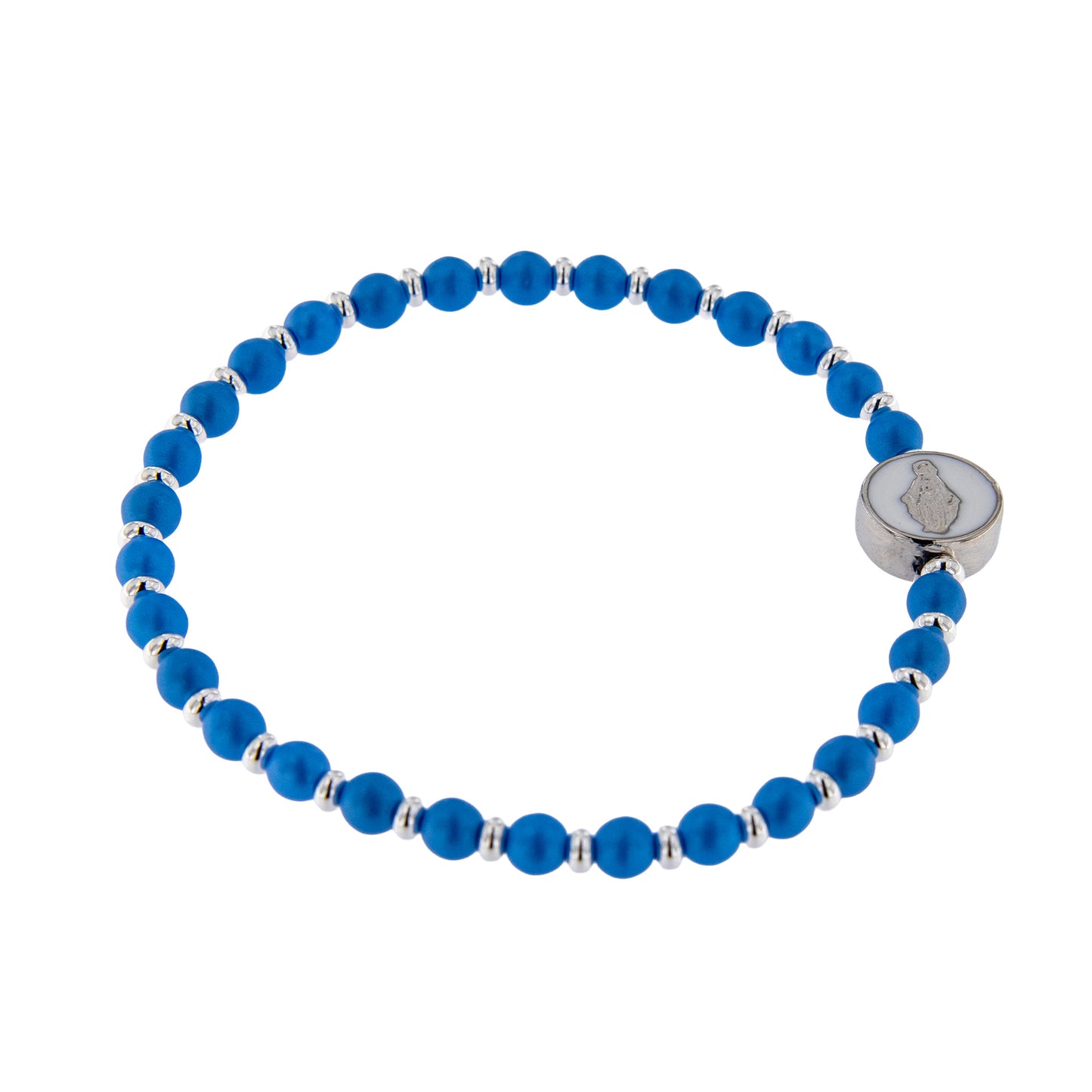 Bracciale Devozionale con Miracolosa azzurro con ciondolo smaltato