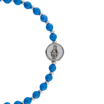 Bracciale Devozionale con Miracolosa azzurro con ciondolo smaltato