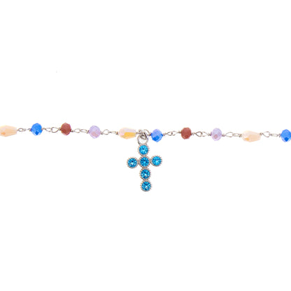 Bracciale Lumae Patronus, con pietre e croce con zirconi celesti, argento 925