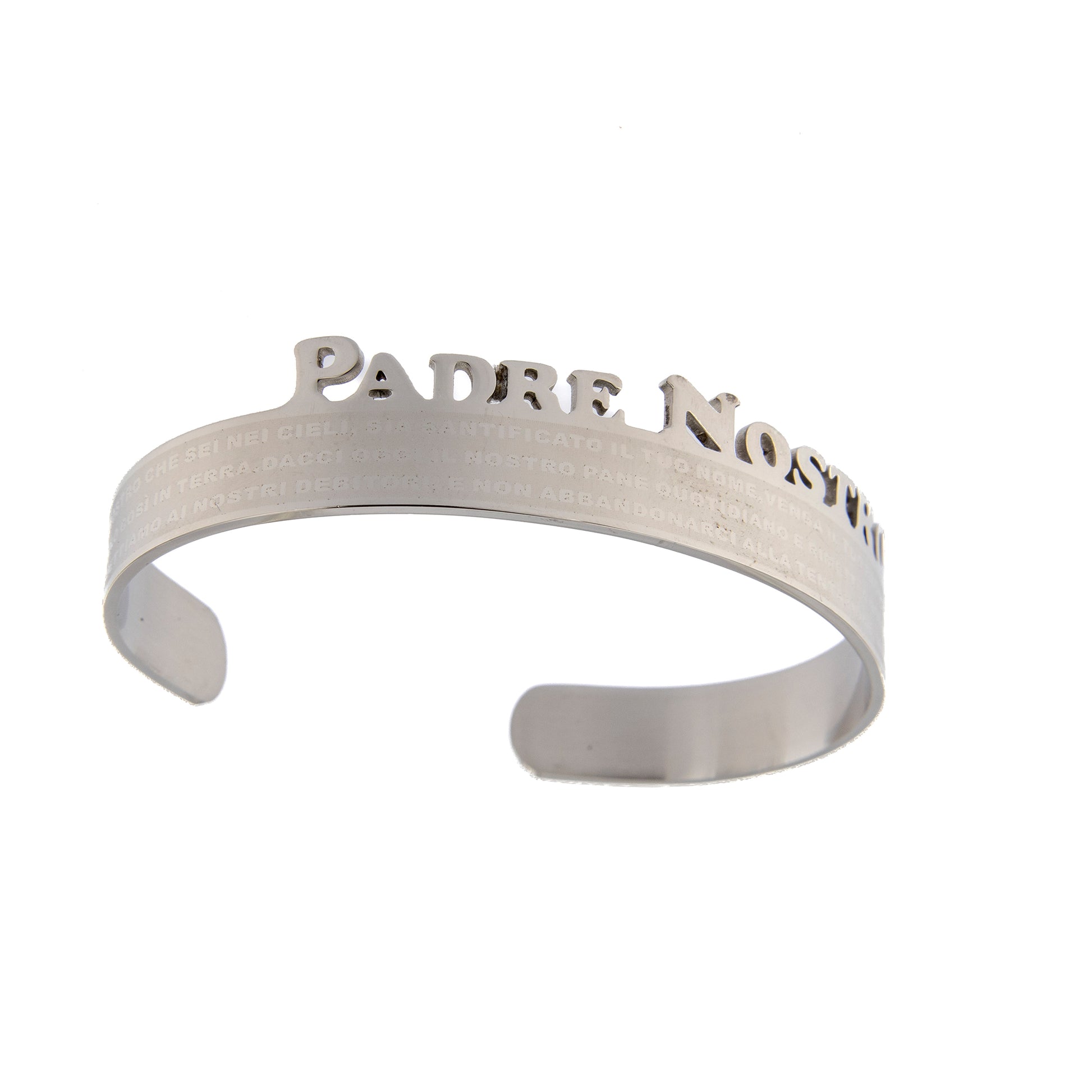 Bracciale rigido in acciaio con preghiera Padre Nostro