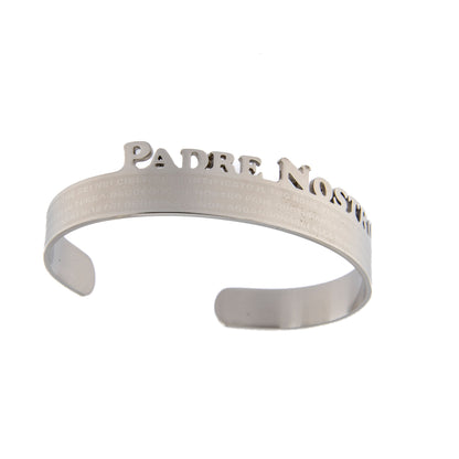 Bracciale rigido in acciaio con preghiera Padre Nostro