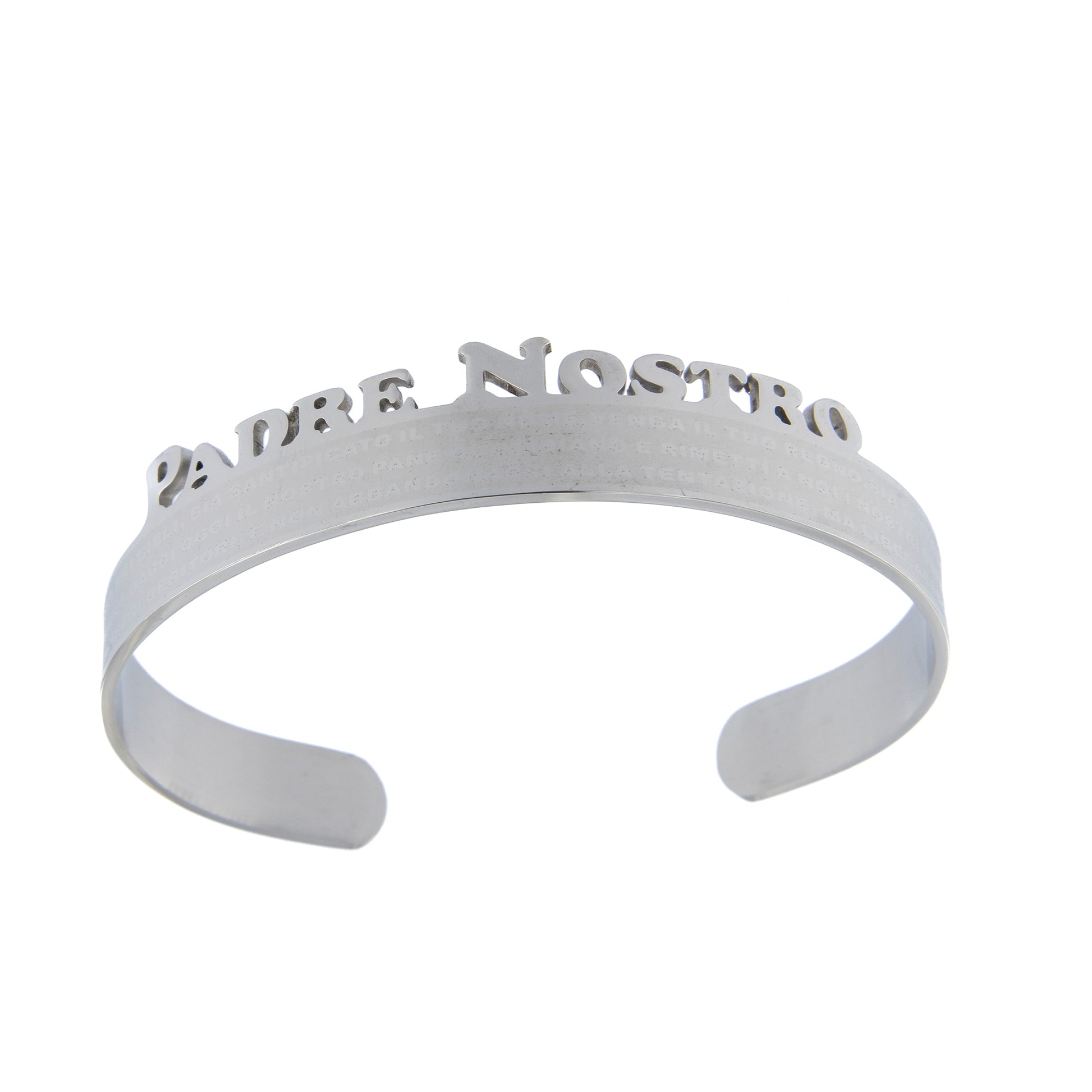 Bracciale rigido in acciaio con preghiera Padre Nostro
