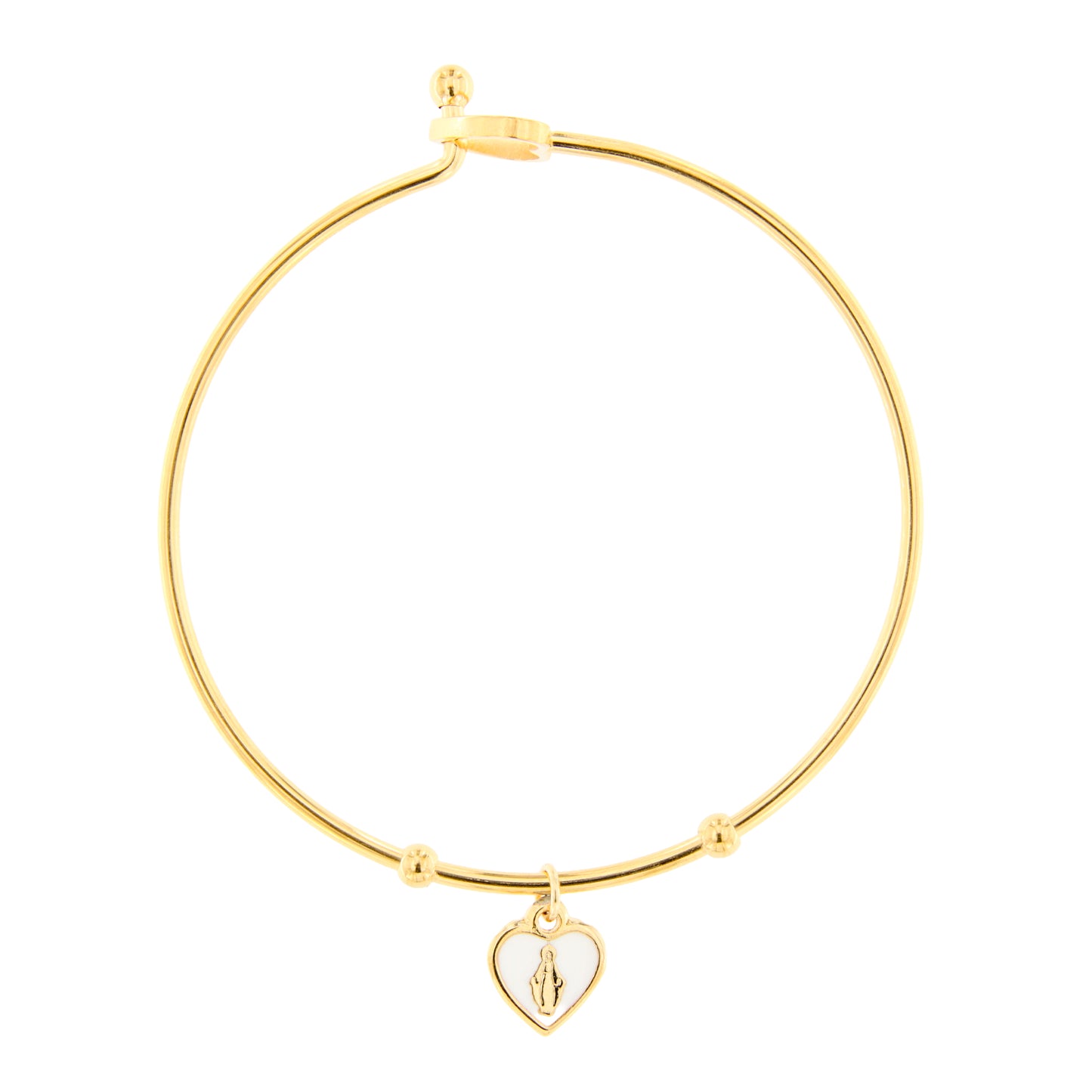 Bracciale Rigido Acciaio Dorato Madonna Miracolosa - 6,5 cm