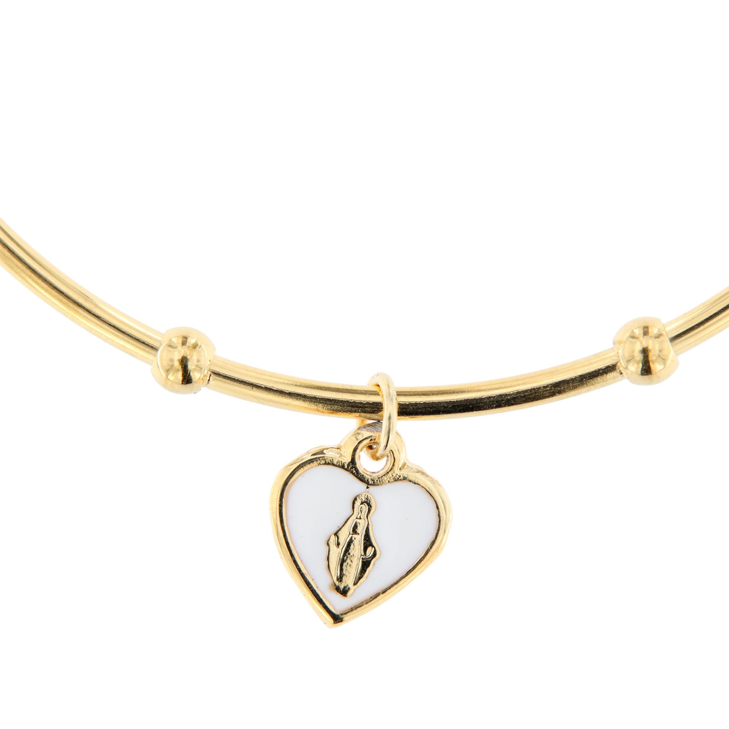 Bracciale Rigido Acciaio Dorato Madonna Miracolosa - 6,5 cm