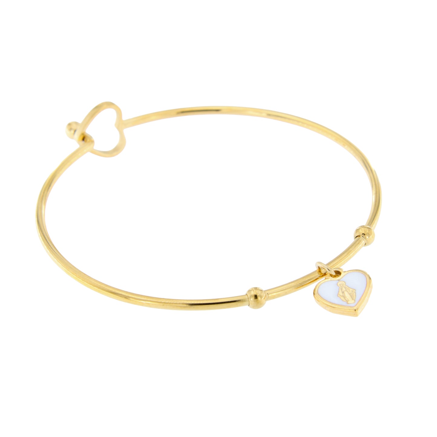Bracciale Rigido Acciaio Dorato Madonna Miracolosa - 6,5 cm