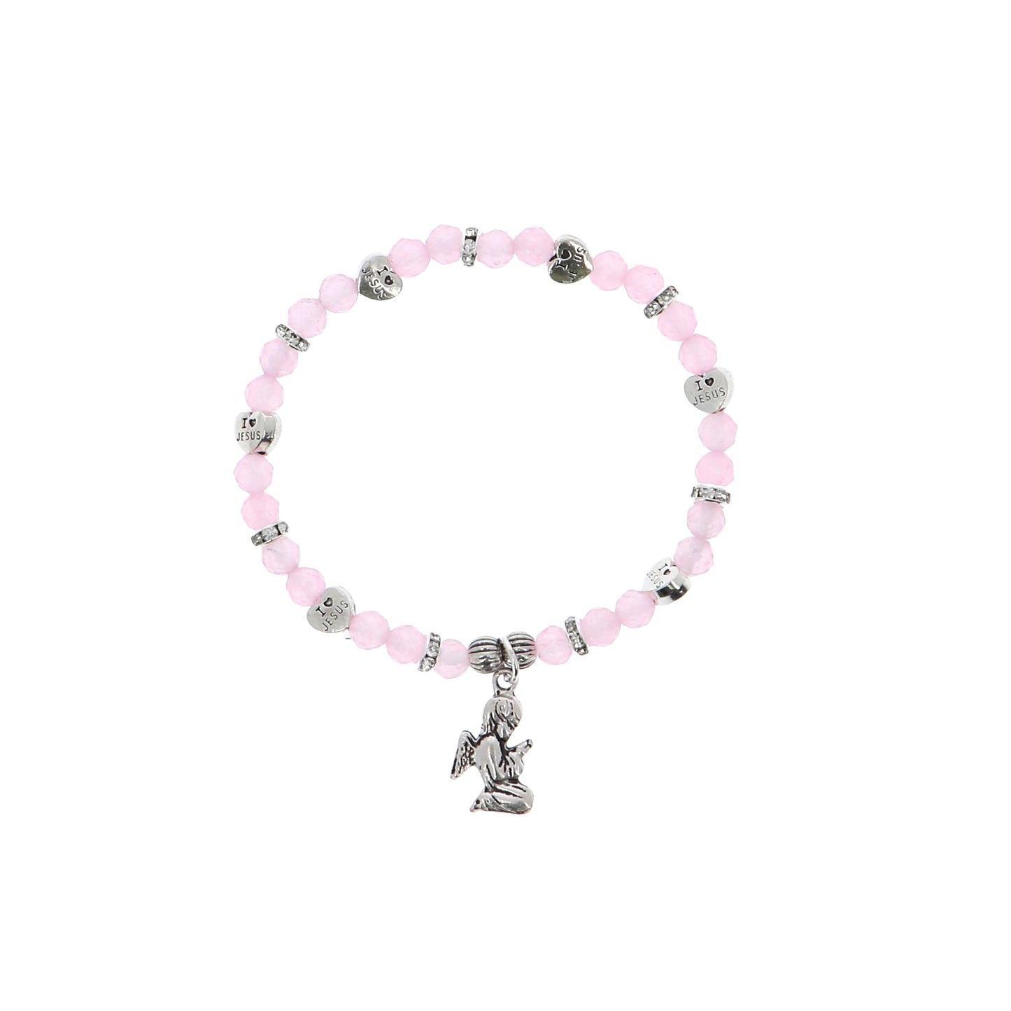 Bracciale angelo custode in giada rosa con confezione