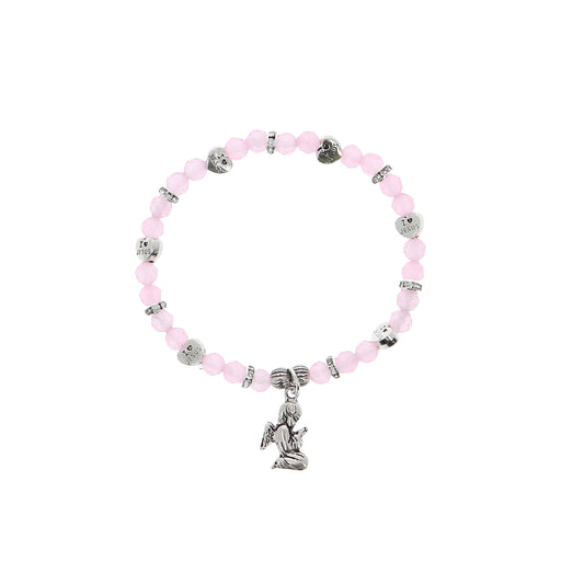 Bracciale angelo custode in giada rosa con confezione