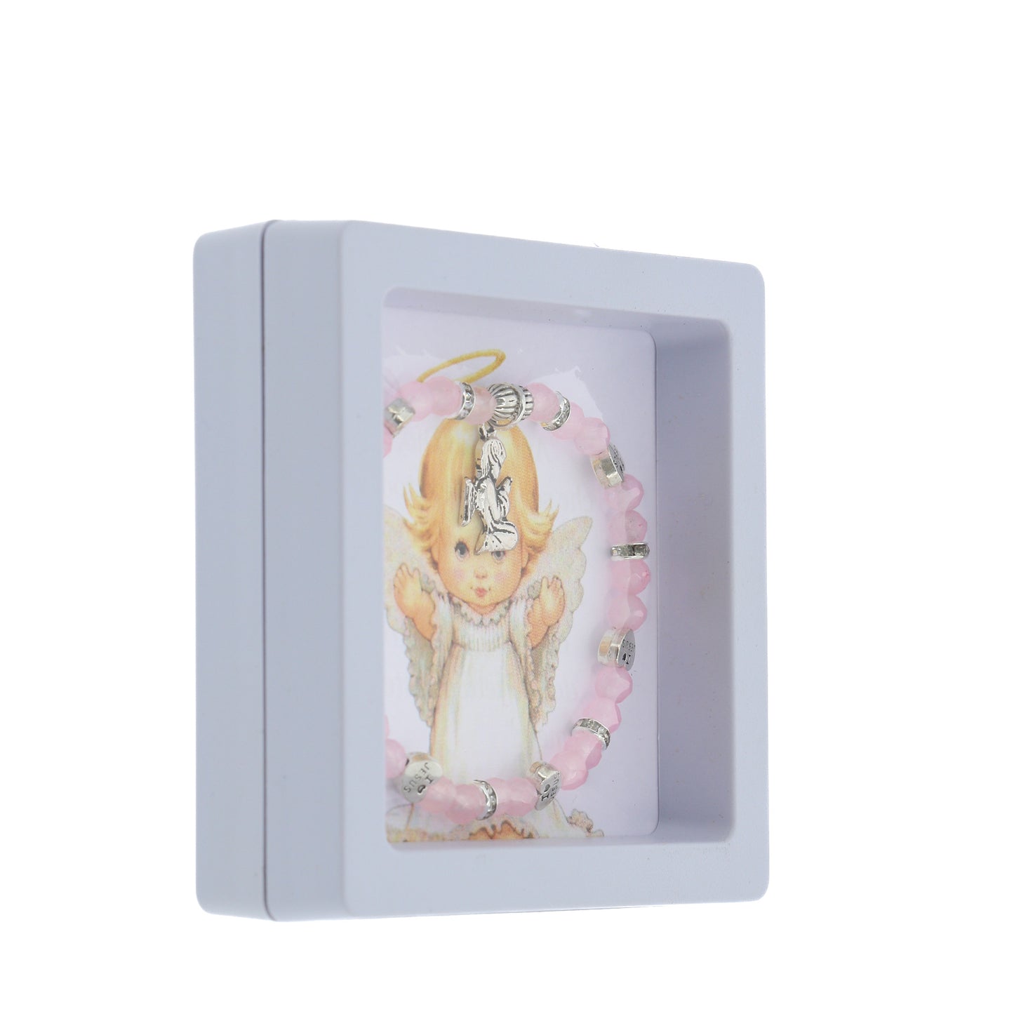 Bracciale angelo custode in giada rosa con confezione