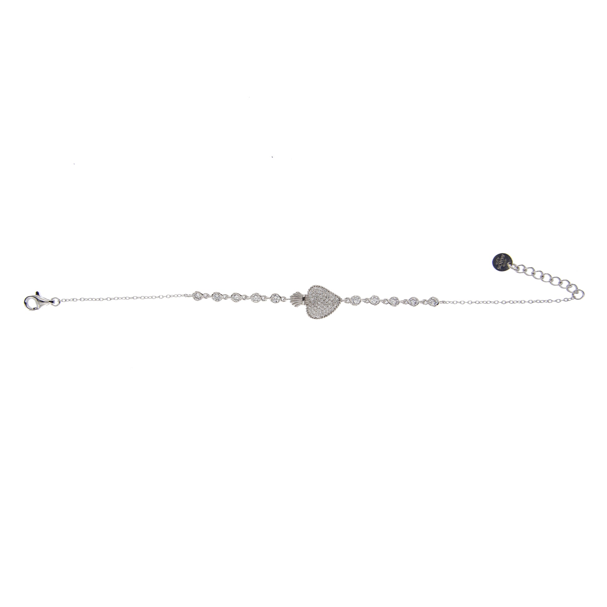 Bracciale Sacrum Cor, Cuore Votivo e zirconi, argento 925