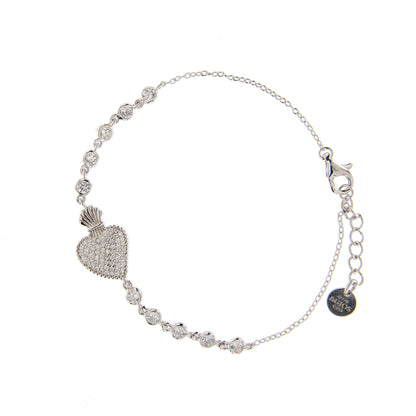 Bracciale Sacrum Cor, Cuore Votivo e zirconi, argento 925