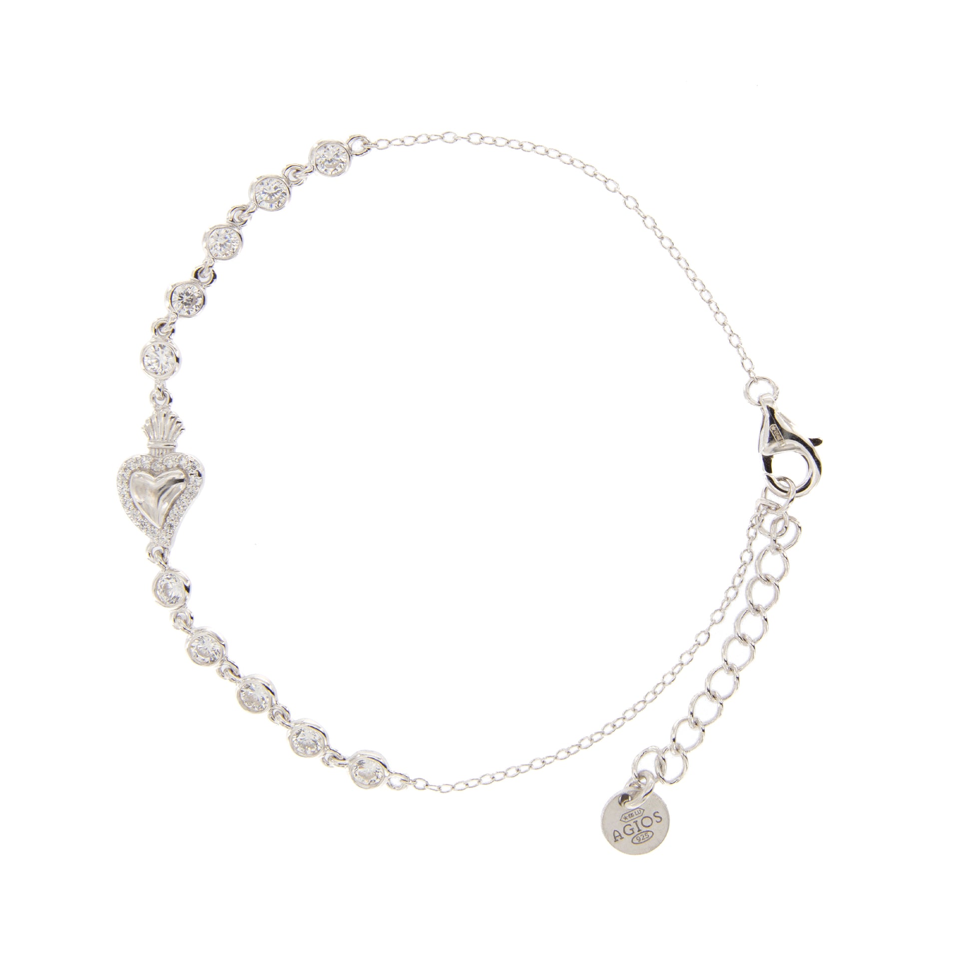 Bracciale Sacrum Cor, Cuore Votivo con punti luce, argento 925