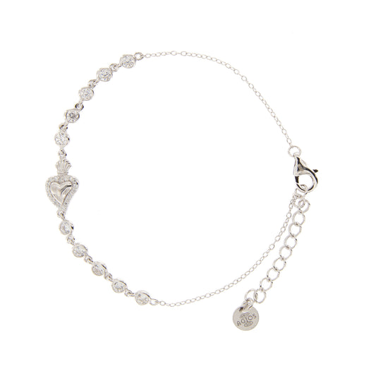 Bracciale Sacrum Cor, Cuore Votivo con punti luce, argento 925