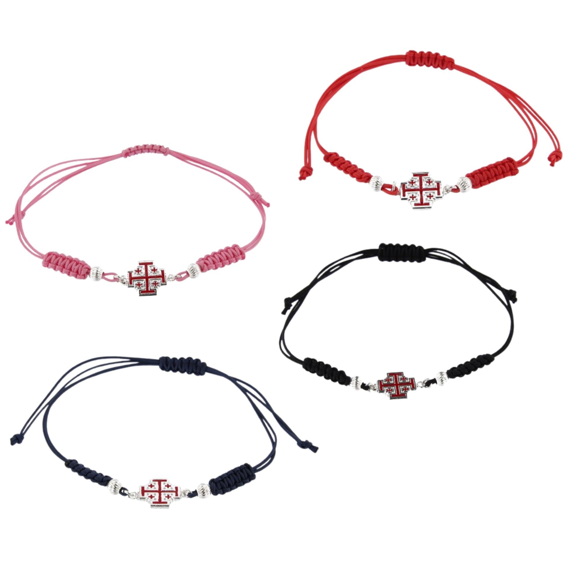 Bracciale in sagola Croce Gerusalemme smaltata in argento 925
