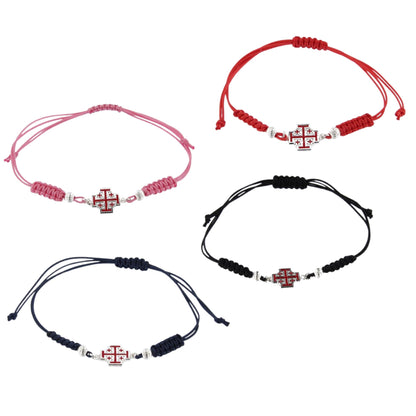Bracciale in sagola Croce Gerusalemme smaltata in argento 925