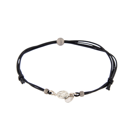 Bracciale con cordino regolabile e medaglia di Santa Rita in argento 925
