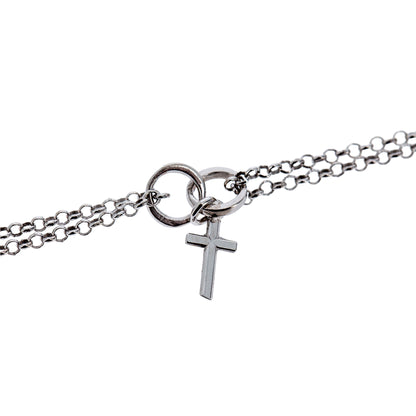 Bracciale doppia catena e croce in bronzo