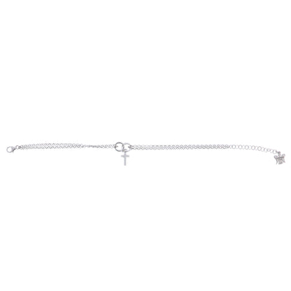Bracciale doppia catena e croce in bronzo
