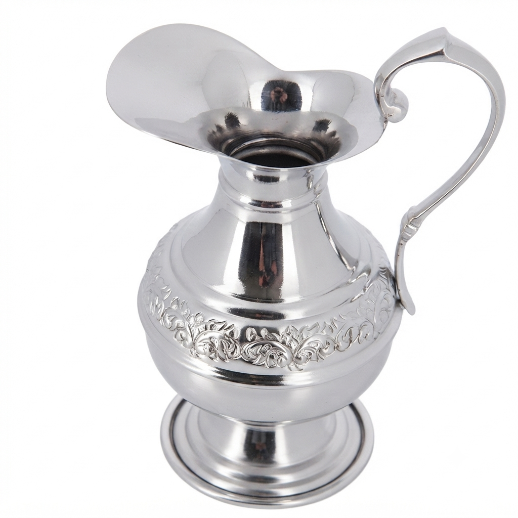 Brocca Manutergio Liturgica in Ottone Nichelato 10 cm