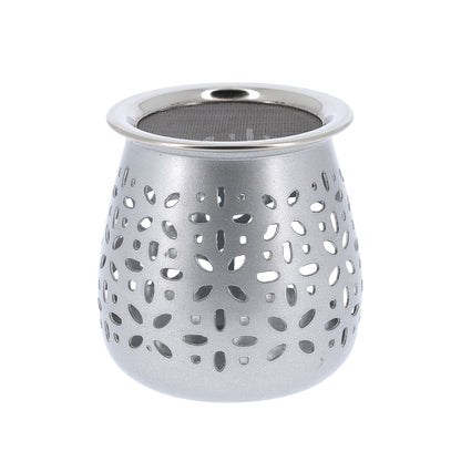 Brucia incenso in alluminio traforato color argento – Uso devozionale – Altezza 8 cm