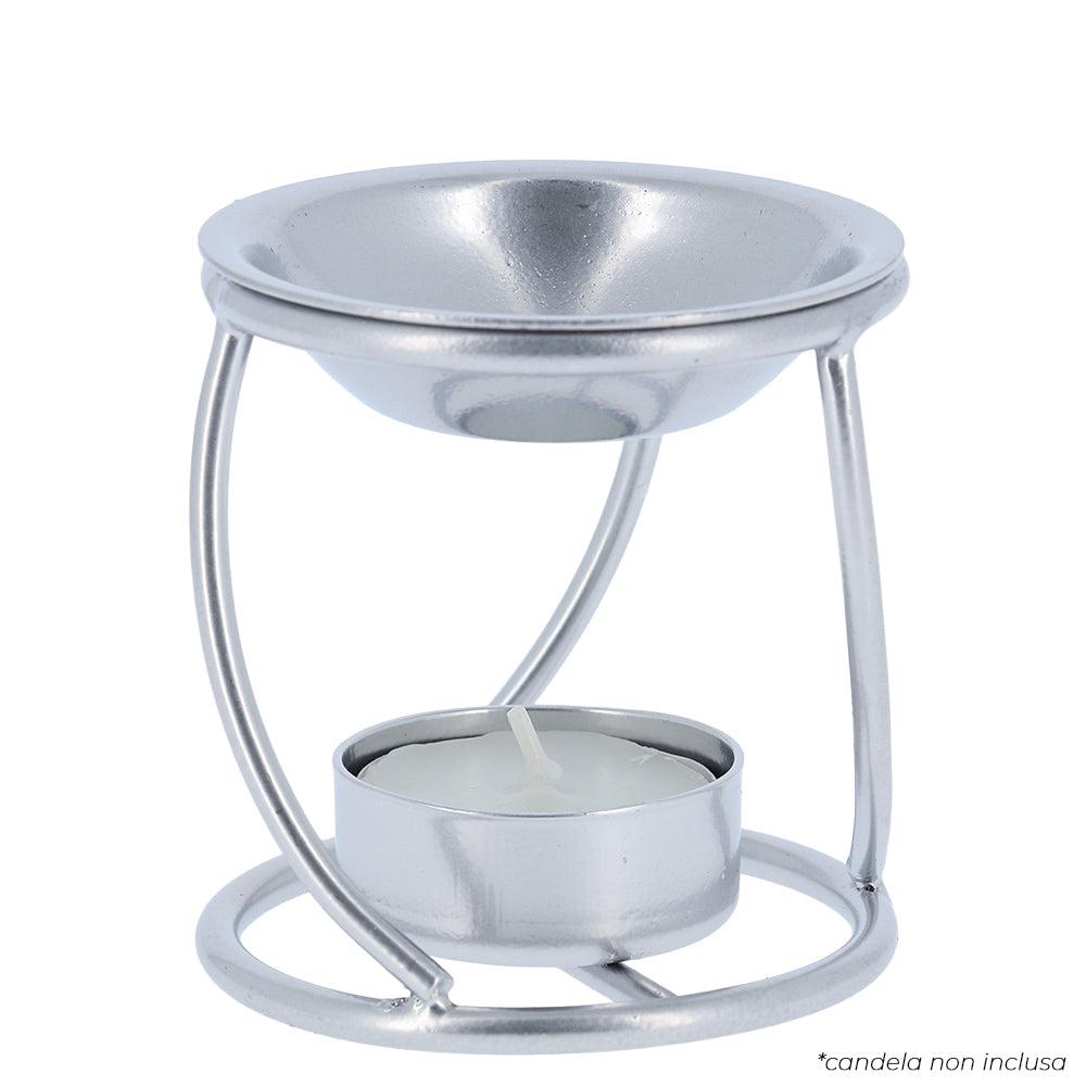Brucia incenso in ferro color argento – Articolo liturgico – Altezza 7,5 cm
