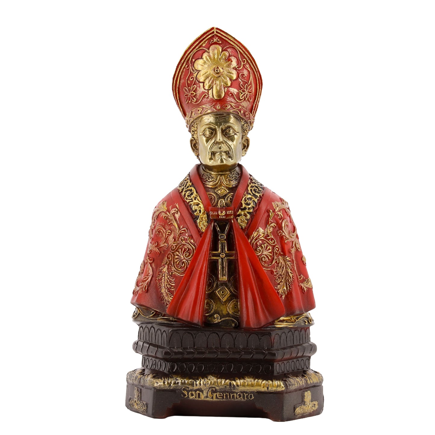 Statua busto San Gennaro in resina. Altezza 20 cm