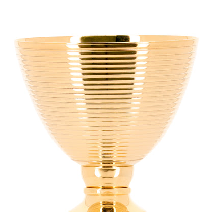 Calice con patena integrata in ottone dorato – Calice liturgico per la Messa – Altezza 21 cm
