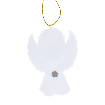 Magnete a forma di angelo con cordoncino e frasi assortite. Altezza 9,5 cm