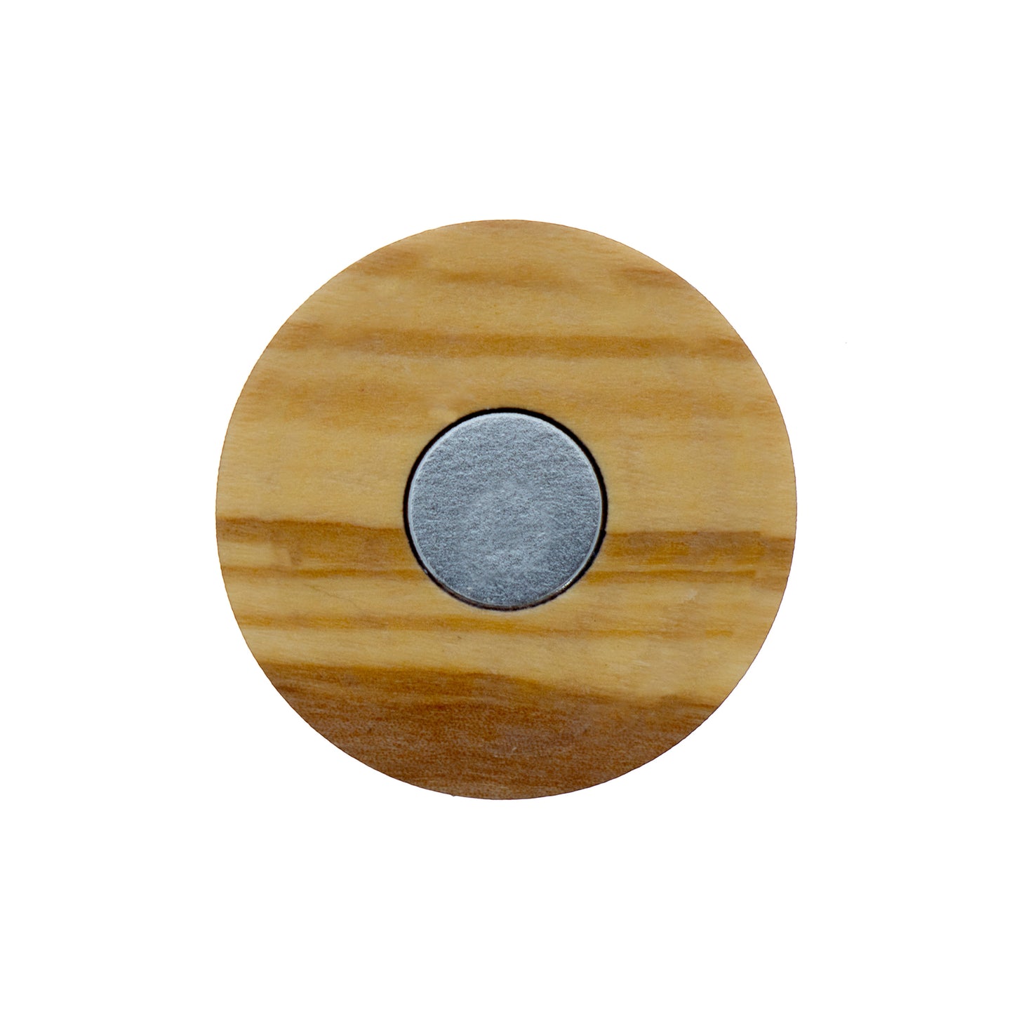 Magnete in legno d'ulivo e logo del Giubileo. Con confezione. Diametro 4 cm