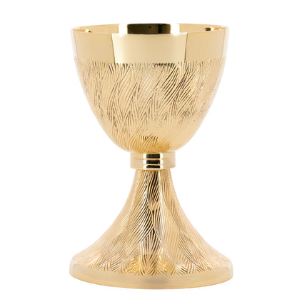 Calice con patena integrata in ottone dorato – Calice liturgico per la Messa – Altezza 17 cm