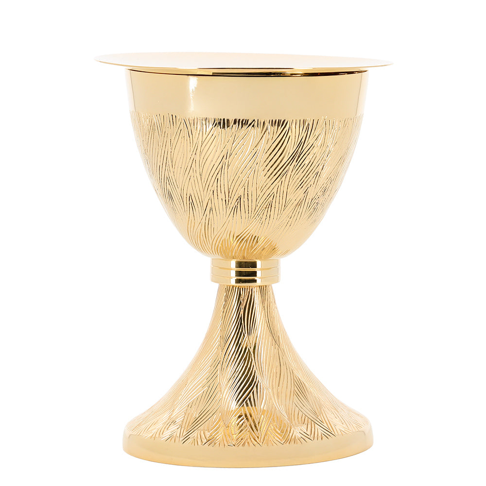 Calice con patena integrata in ottone dorato – Calice liturgico per la Messa – Altezza 17 cm