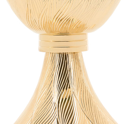 Calice con patena integrata in ottone dorato – Calice liturgico per la Messa – Altezza 17 cm