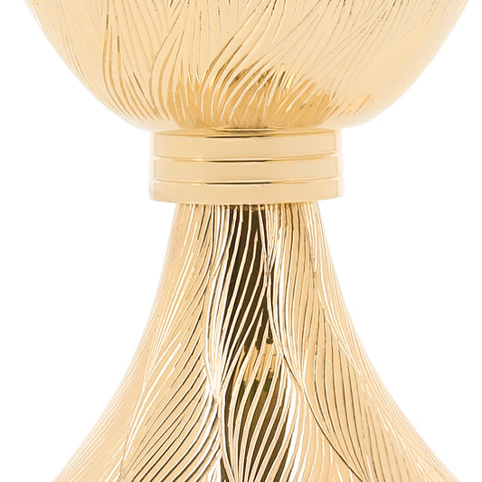 Calice con patena integrata in ottone dorato – Calice liturgico per la Messa – Altezza 17 cm