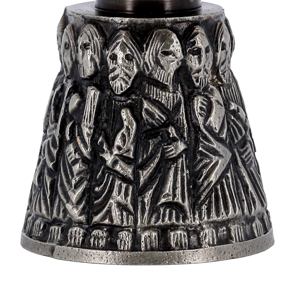 Pisside liturgica in ottone nichelato con base dei 12 Apostoli – Altezza 15 cm