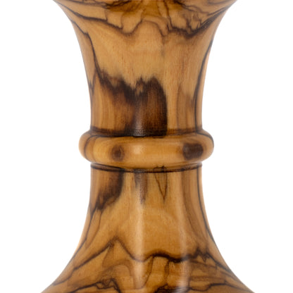 Calice in legno d'olivo con interno in ottone dorato. Dimensioni 20x8 cm