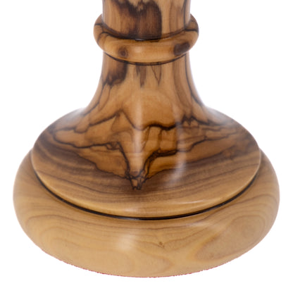 Calice in legno d'olivo con interno in ottone dorato. Dimensioni 20x8 cm