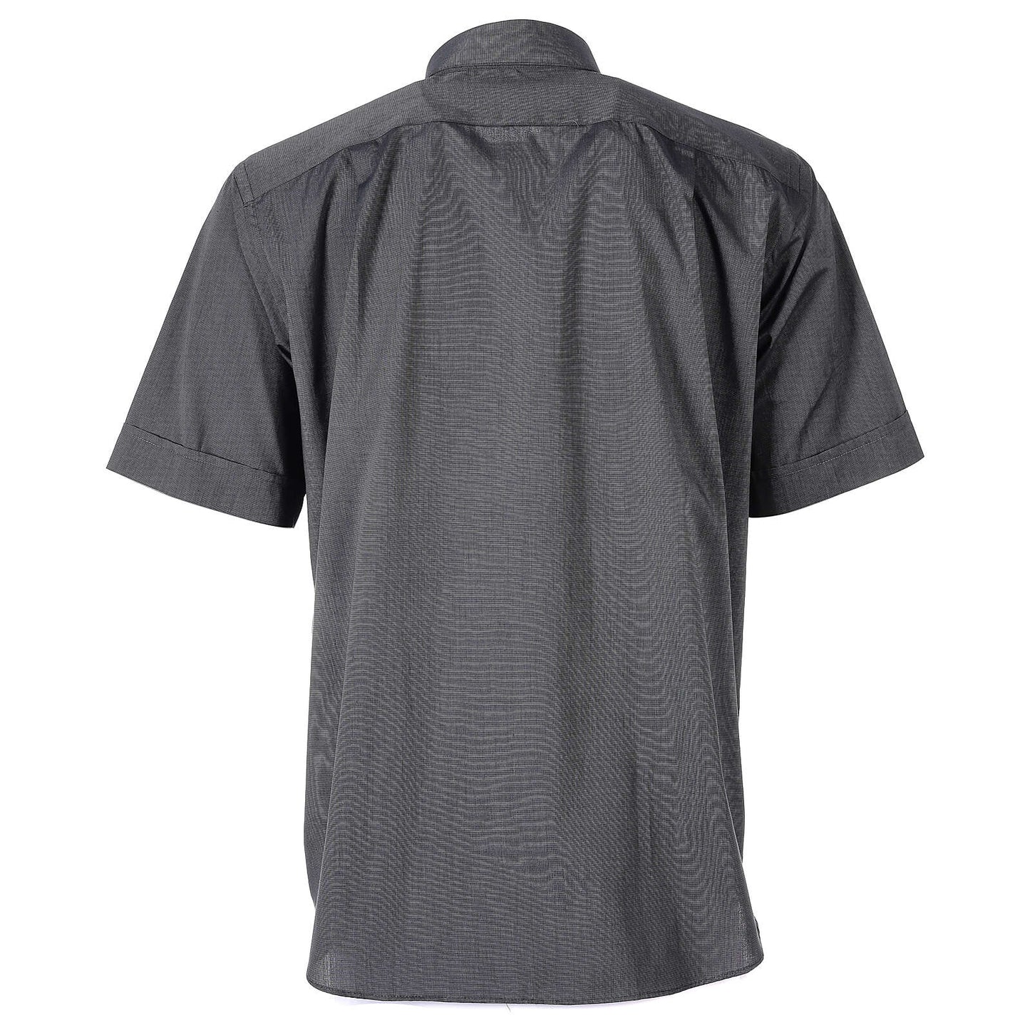 Camicia grigio scuro, manica corta, misto cotone Filo a Filo, collo clergy