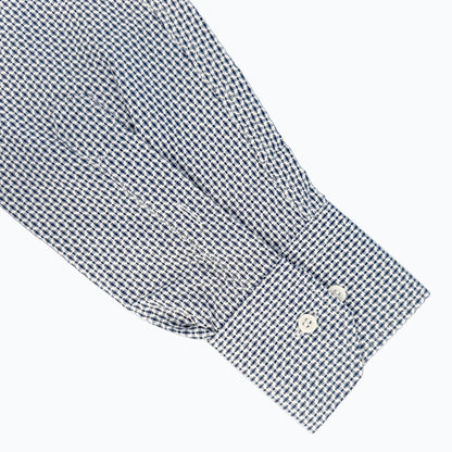 Camicia sacerdotale croce blu manica lunga misto cotone