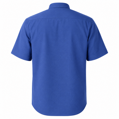 Camicia sacerdotale blu manica corta misto cotone