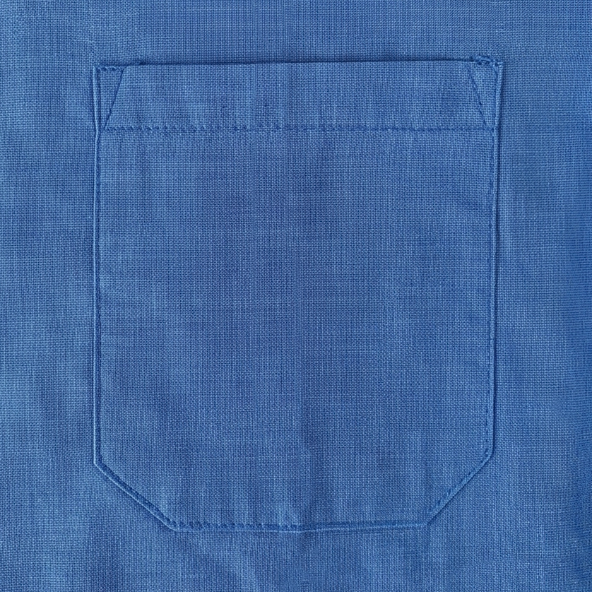 Camicia sacerdotale blu manica corta misto cotone
