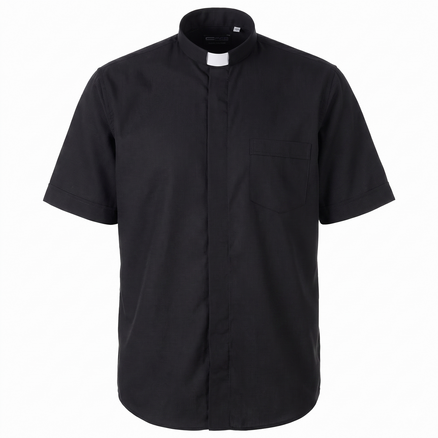 Camicia sacerdotale nera manica corta misto cotone