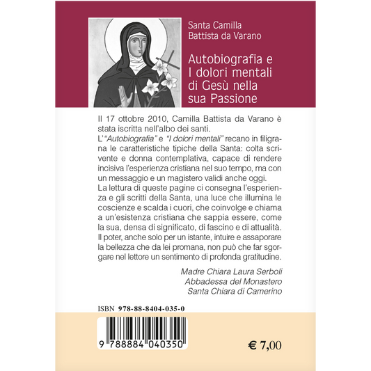 Santa Camilla Battista da Varano. Autobiografia e i Dolori mentali di Gesù nella sua Passione