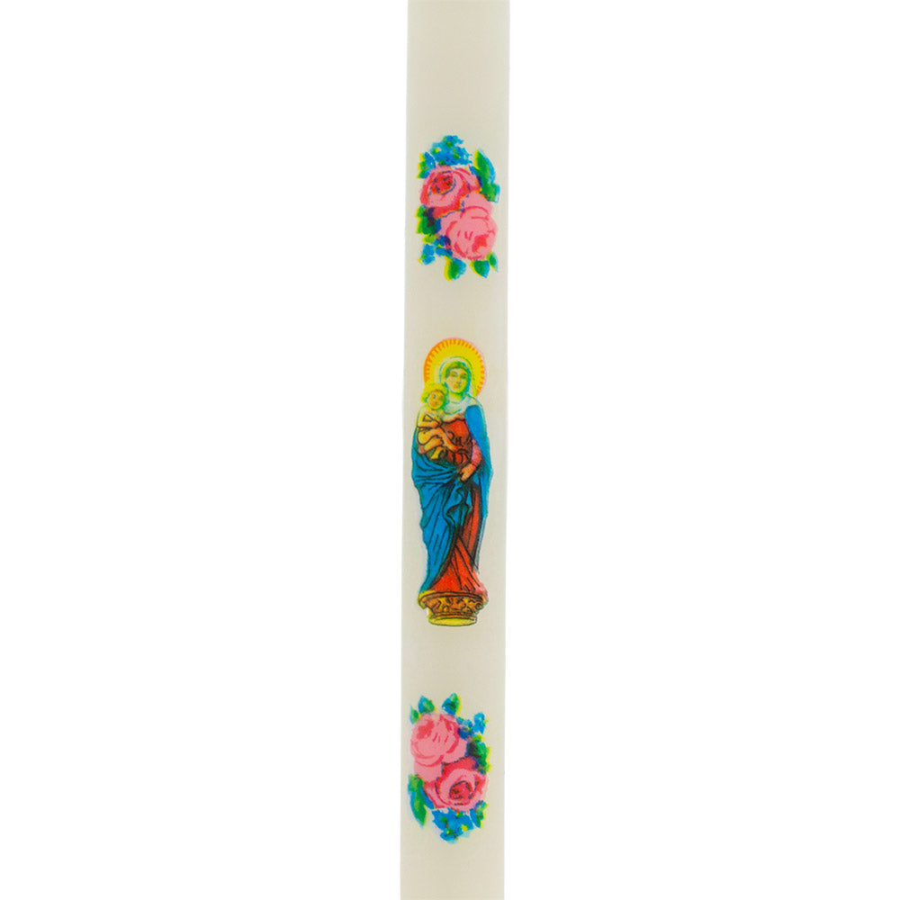 Candela Ceriola per la Candelora con Madonna. Candela Religiosa della Luce