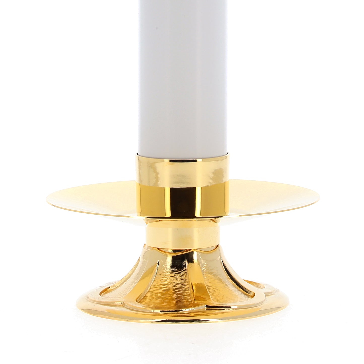 Coppia di candelieri completi di candele a cera liquida e cartucce. Dimensioni candele 5x25 cm