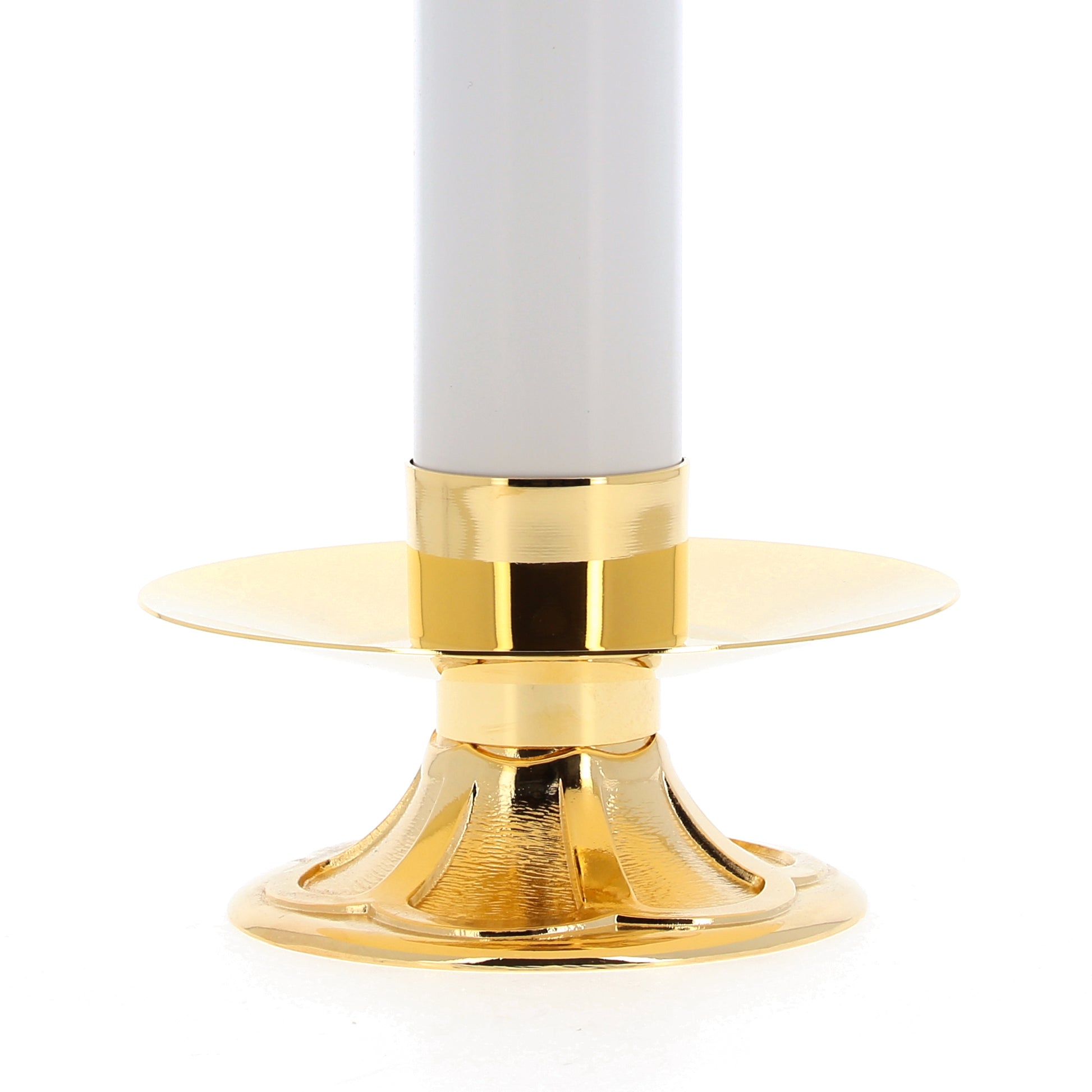 Coppia di candelieri completi di candele a cera liquida e cartucce. Dimensioni candele 5x25 cm