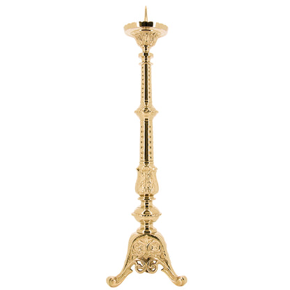Candeliere liturgico in ottone dorato – Altezza 62 cm
