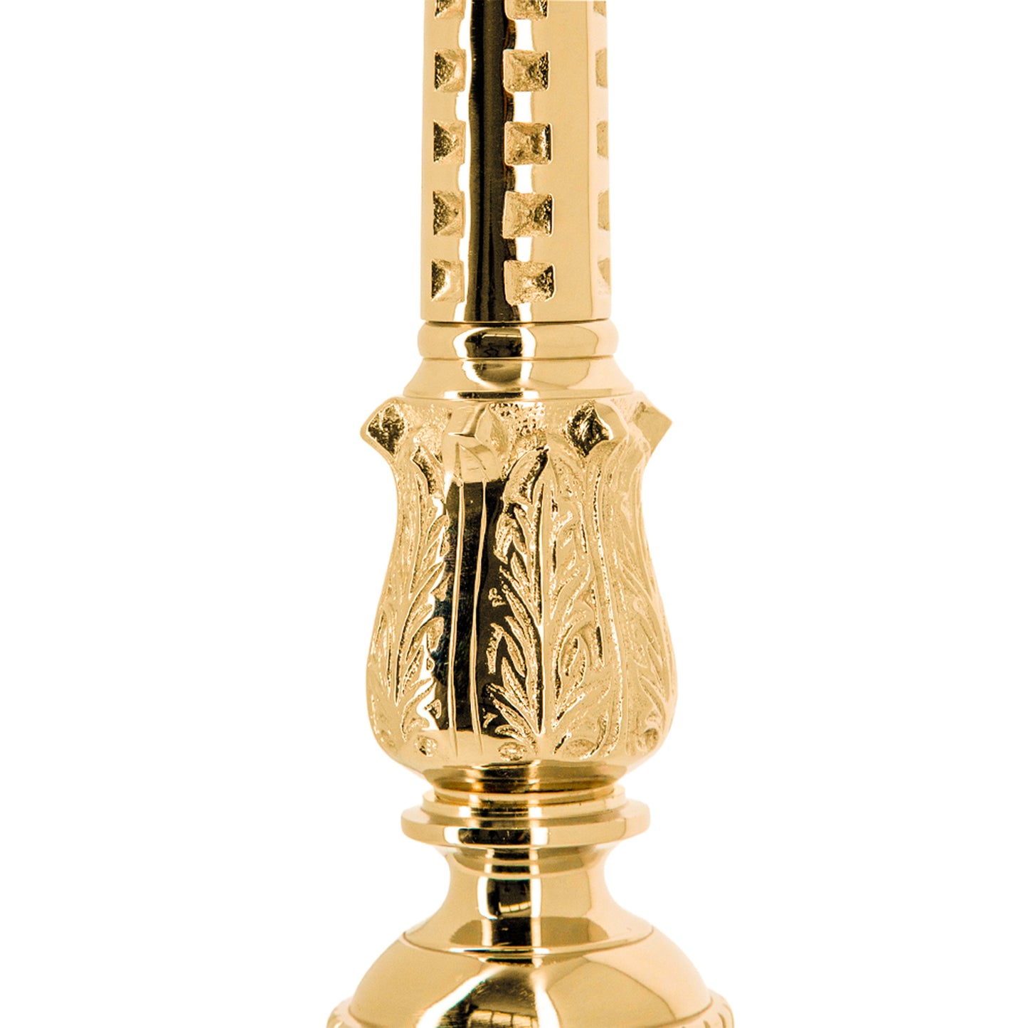 Candeliere liturgico in ottone dorato – Altezza 62 cm