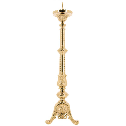 Candeliere liturgico in ottone dorato – Altezza 62 cm