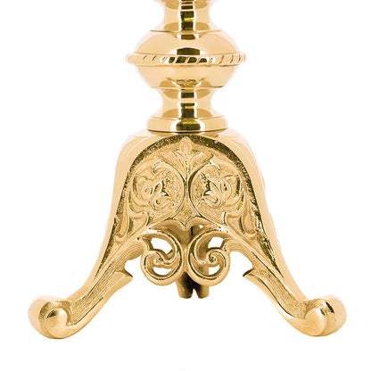 Candeliere liturgico in ottone dorato – Altezza 62 cm